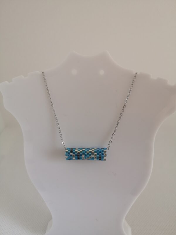 Pendentif Circulaire bleu/argent/gris