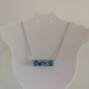 Pendentif Circulaire bleu/argent/gris