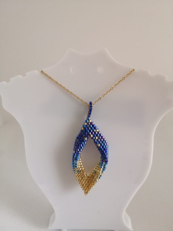 Pendentif losange 3D bleu/or