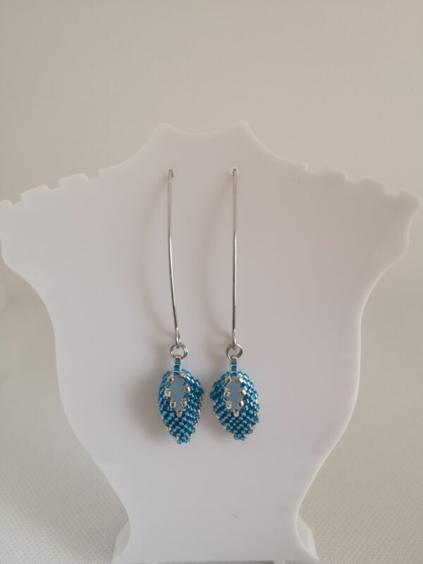 Boucles d'oreille feuille bleu