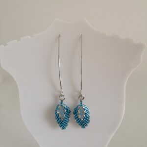 Boucles d'oreille feuille bleu