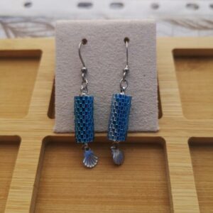Boucle d'oreille circulaire bleu