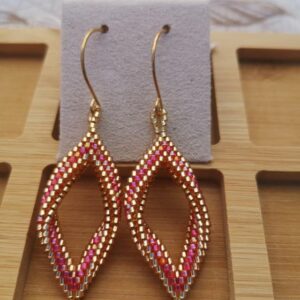 Boucles d'oreille 3D or/rouge