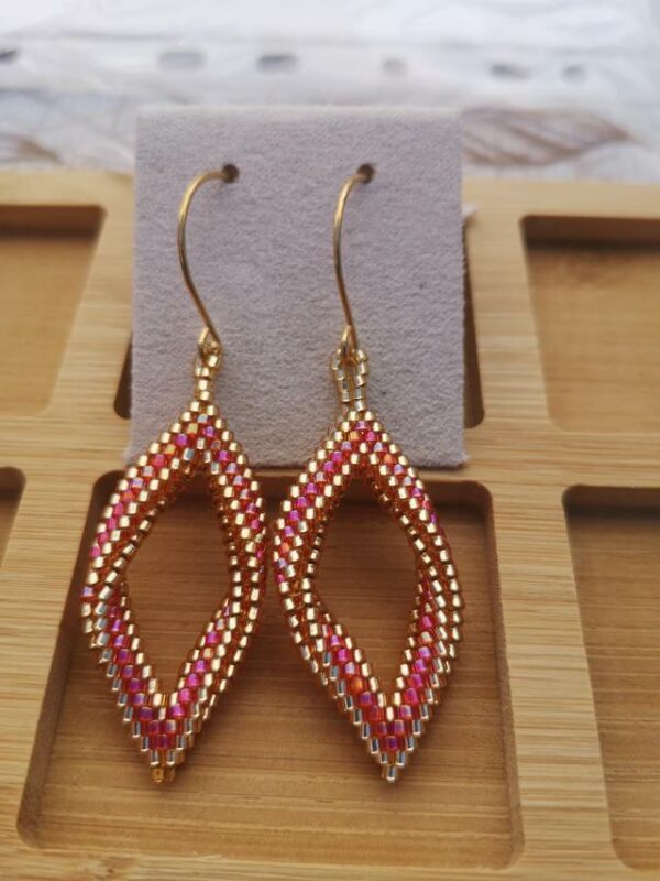 Boucles d'oreille 3D or/rouge